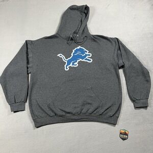 Detroit Lions Hoodie Mens 2XL Gray NFL Football Hooded Drawstring Sweatshirt